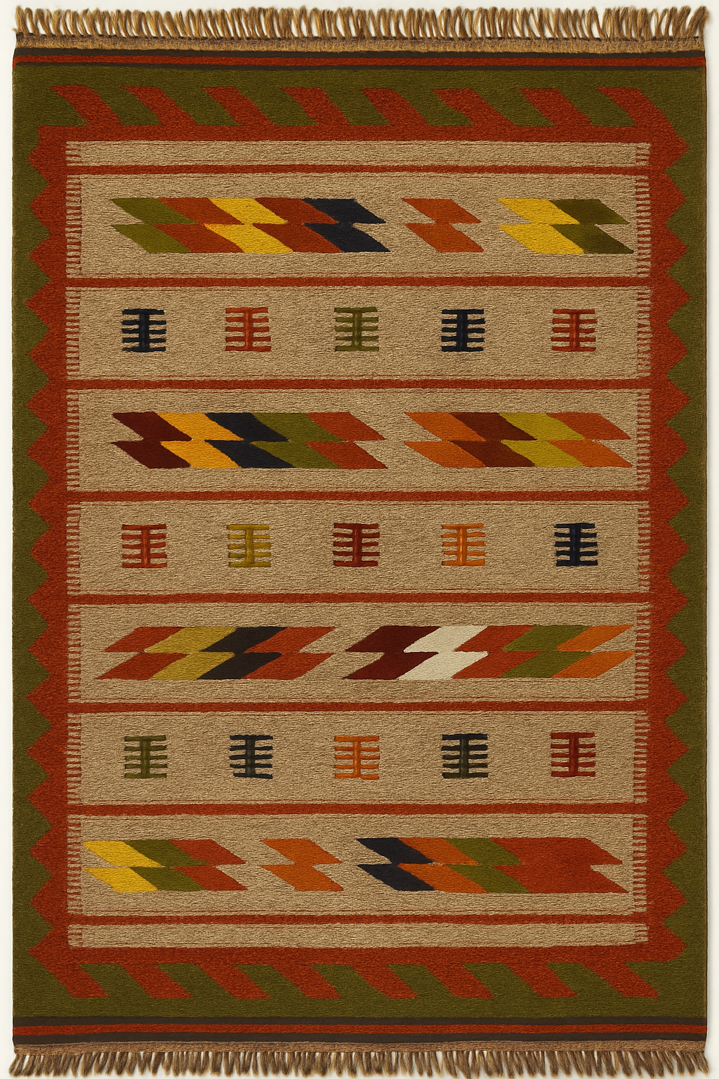 El Dokuması İran Kilimi – Doğal Renkli, Yün, 100×150 cm